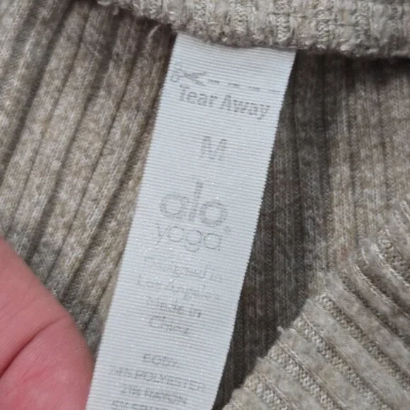 Alo Yoga Size M Muse Ribbed Knit Jogger Sweatpants Lounge Taupe - Picture 9 of 10